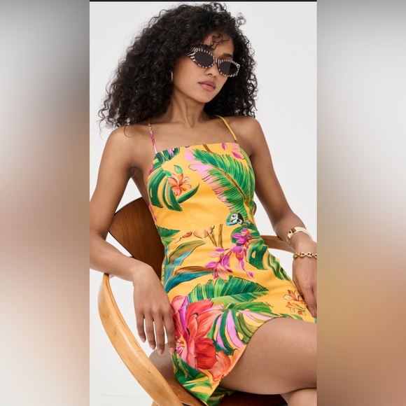 NWT Farm Rio Birds Signing Mini Dress Lenin Blend Size Small - Picture 1 of 10